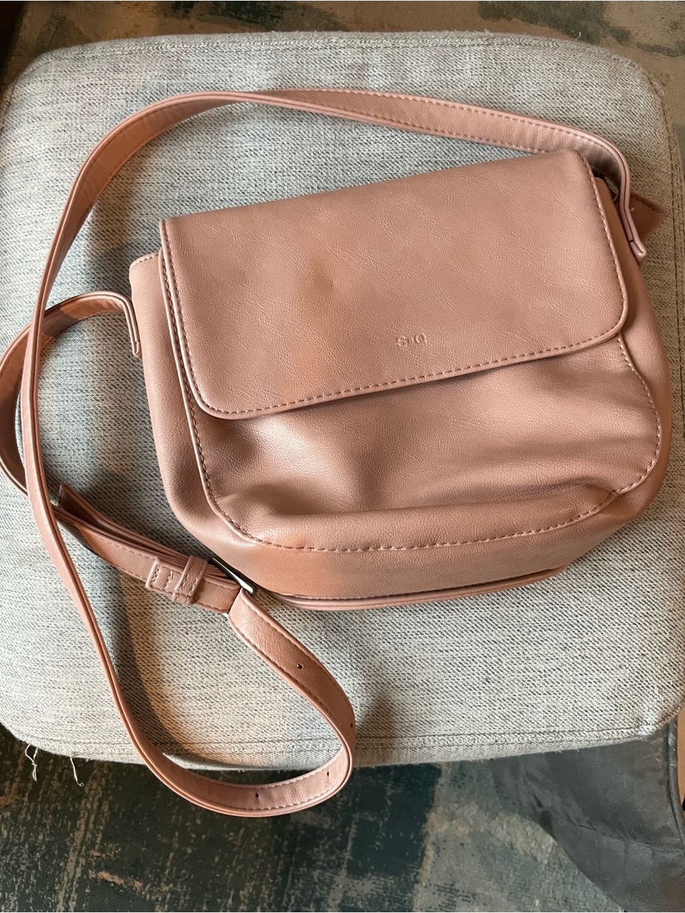 Blush Pink Crossbody Bag Soft Vegan Leather Minimalist Shoulder Purse